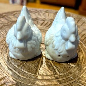 White Ceramic Chicken Salt and Pepper Shakers